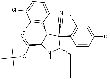 D-Proline, 3-(3-chloro-2-fluorophenyl)-4-(4-chloro-2-fluorophenyl)-4-cyano-5-(2,2-diMethylpropyl)-, 1,1-diMethylethyl ester, (3S,4R,5S)-rel- Structural