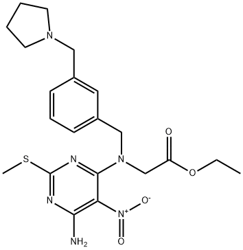 Glycine, N-[6-amino-2-(methylthio)-5-nitro-4-pyrimidinyl]-N-[[3-(1-pyrrolidinylmethyl)phenyl]methyl]-, ethyl ester Structural