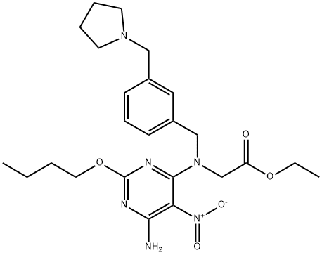 Glycine, N-(6-amino-2-butoxy-5-nitro-4-pyrimidinyl)-N-[[3-(1-pyrrolidinylmethyl)phenyl]methyl]-, ethyl ester Structural