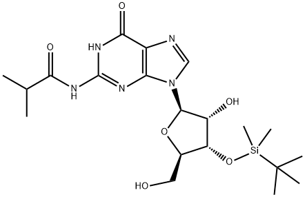 Guanosine, 3'-O-[(1,1-dimethylethyl)dimethylsilyl]-N-(2-methyl-1-oxopropyl)- Structural