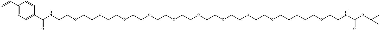 tert-Butyl 1-(4-Formylphenyl)-1-oxo-5,8,11,14,17,20,23,26,29,32,35-undecaoxa-2-azaheptatriacontan-37-ylcarbamate Structural