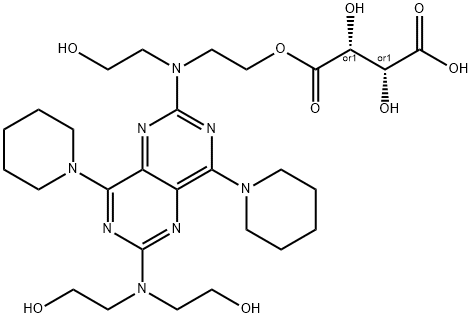 Butanedioic acid, 2,3-dihydroxy-, 1-[2-[[6-[bis(2-hydroxyethyl)amino]-4,8-di-1-piperidinylpyrimido[5,4-d]pyrimidin-2-yl](2-hydroxyethyl)amino]ethyl] ester, (2R,3R)-rel- Structural
