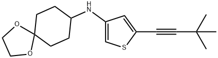 1,?4-?Dioxaspiro[4.5]?decan-?8-?amine, N-?[5-?(3,?3-?dimethyl-?1-?butyn-?1-?yl)?-?3-?thienyl]?- Structural