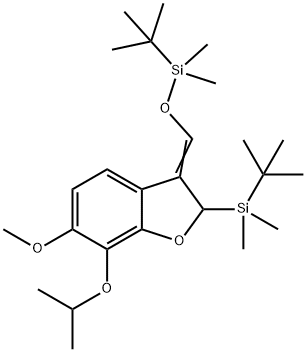 Benzofuran, 2-?[(1,?1-?dimethylethyl)?dimethylsilyl]?-?3-?[[[(1,?1-?dimethylethyl)?dimethylsilyl]?oxy]?methylene]?-?2,?3-?dihydro-?6-?methoxy-?7-?(1-?methylethoxy)?- Structural