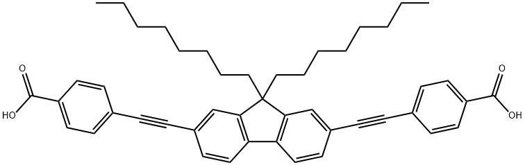 Benzoic acid, 4,4'-[(9,9-dioctyl-9H-fluorene-2,7-diyl)di-2,1-ethynediyl]bis- Structural