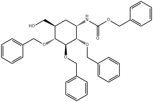 D-chiro-Inositol, 1,5,6-trideoxy-5-(hydroxymethyl)-1-[[(phenylmethoxy)carbonyl]amino]-2,3,4-tris-O-(phenylmethyl)- Structural