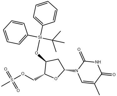 Thymidine, 3'-O-[(1,1-dimethylethyl)diphenylsilyl]-, 5'-methanesulfonate (9CI) Structural