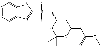 D-erythro-Hexonic acid, 6-(2-benzothiazolylsulfonyl)-2,4,6-trideoxy-3,5-O-(1-methylethylidene)-, methyl ester Structural