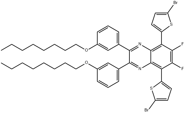 Quinoxaline, 5,8-bis(5-bromo-2-thienyl)-6,7-difluoro-2,3-bis[3-(octyloxy)phenyl]- Structural