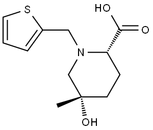rel-(2S,5S)-5-hydroxy-5-methyl-1-(thiophen-2-ylmethyl)piperidine-2-carboxylic acid Structural