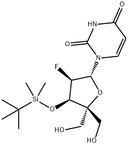 Uridine, 2'-deoxy-3'-O-[(1,1-dimethylethyl)dimethylsilyl]-2'-fluoro-4'-C-(hydroxymethyl)- Structural