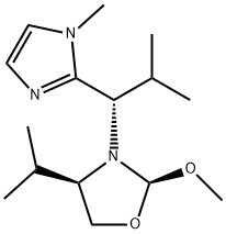 Oxazolidine, 2-methoxy-4-(1-methylethyl)-3-[(1S)-2-methyl-1-(1-methyl-1H-imidazol-2-yl)propyl]-, (2S,4R)- Structural