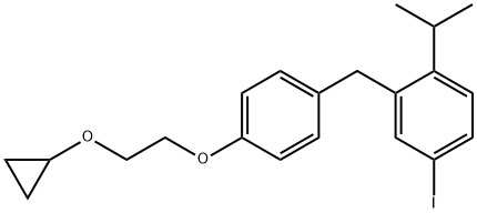 Benzene, 2-[[4-[2-(cyclopropyloxy)ethoxy]phenyl]methyl]-4-iodo-1-(1-methylethyl)- Structural