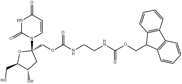 Uridine, 2'-deoxy-1'-C-[[[[[2-[[(9H-fluoren-9-ylmethoxy)carbonyl]amino]ethyl]amino]carbonyl]oxy]methyl]- (9CI) Structural