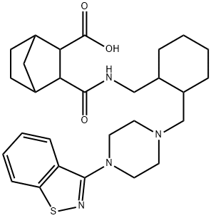 (1S,4R)-3-((((1R,2R)-2-((4-(1-oxidobenzo[d]isothiazol-3-yl)
piperazin-1-yl)methyl)cyclohexyl)methyl)carbamoyl)bicycle
[2.2.1]heptane-2-carboxylic acid