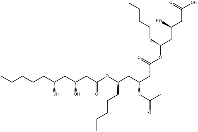 Decanoic acid, 3-(acetyloxy)-5-[[(3R,5R)-3,5-dihydroxy-1-oxodecyl]oxy]-, (1R)-1-[(2R)-3-carboxy-2-hydroxypropyl]hexyl ester, (3R,5R)- (9CI) Structural