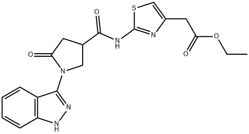 ethyl 2-(2-(1-(1H-indazol-3-yl)-5-oxopyrrolidine-3-carboxamido)thiazol-4-yl)acetate Structural