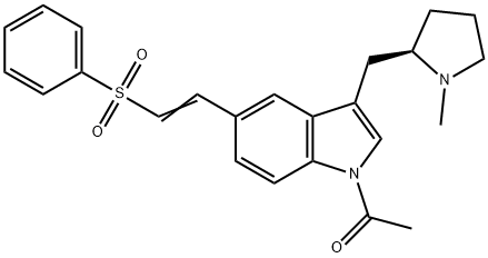 	(R)-1-acetyl-5-[2-(phenylsulfonyl)ethyenyl]-3-(N-methylpyrrolidin-2-ylmethyl)-1H-indole Structural