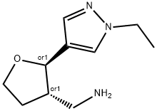 rac-[(2R,3S)-2-(1-ethyl-1H-pyrazol-4-yl)oxolan-3-yl]methanamine, trans Structural