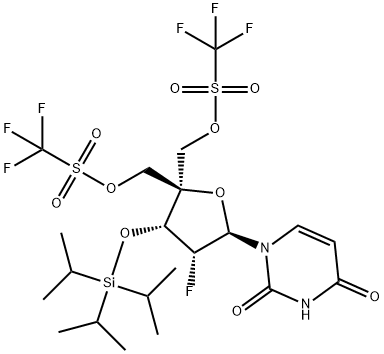 Uridine, 2'-?deoxy-?2'-?fluoro-?4'-?C-?[[[(trifluoromethyl)?sulfonyl]?oxy]?methyl]?-?3'-?O-?[tris(1-?methylethyl)?silyl]?-?, 5'-?(1,?1,?1-?trifluoromethanesulf?onate) Structural