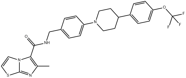 Imidazo[2,1-b]thiazole-5-carboxamide, 6-methyl-N-[[4-[4-[4-(trifluoromethoxy)phenyl]-1-piperidinyl]phenyl]methyl]- Structural