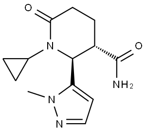 rac-(2R,3R)-1-cyclopropyl-2-(1-methyl-1H-pyrazol-5-yl)-6-oxopiperidine-3-carboxamide, trans Structural