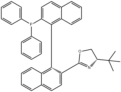 Oxazole, 4-(1,1-dimethylethyl)-2-[(1R)-2'-(diphenylphosphino)[1,1'-binaphthalen]-2-yl]-4,5-dihydro-, (4S)- Structural