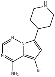 Pyrrolo[2,1-f][1,2,4]triazin-4-amine, 5-bromo-7-(4-piperidinyl)- Structural