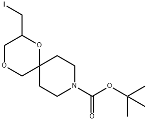 tert-butyl 2-(iodomethyl)-1,4-dioxa-9-azaspiro[5.5]undecane -9-carboxylate Structural