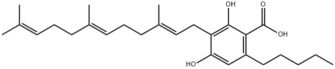Benzoic acid, 2,4-dihydroxy-6-pentyl-3-[(2E,6E)-3,7,11-trimethyl-2,6,10-dodecatrien-1-yl]- Structural