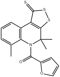 furan-2-yl-(4,4,6-trimethyl-1-sulfanylidenedithiolo[3,4-c]quinolin-5-yl)methanone Structural