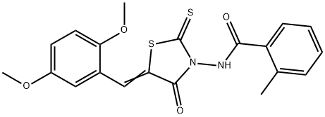N-[(5E)-5-[(2,5-dimethoxyphenyl)methylidene]-4-oxo-2-sulfanylidene-1,3-thiazolidin-3-yl]-2-methylbenzamide Structural
