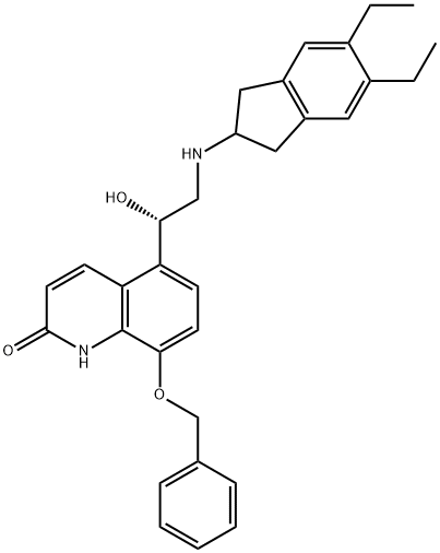 2(1H)-Quinolinone, 5-[(1S)-2-[(5,6-diethyl-2,3-dihydro-1H-inden-2-yl)amino]-1-hydroxyethyl]-8-(phenylmethoxy)- Structural