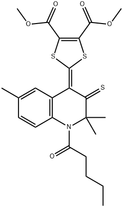 dimethyl 2-(2,2,6-trimethyl-1-pentanoyl-3-sulfanylidenequinolin-4-ylidene)-1,3-dithiole-4,5-dicarboxylate Structural