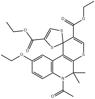 diethyl 6'-acetyl-9'-ethoxy-5',5'-dimethylspiro[1,3-dithiole-2,1'-thiopyrano[2,3-c]quinoline]-2',4-dicarboxylate Structural