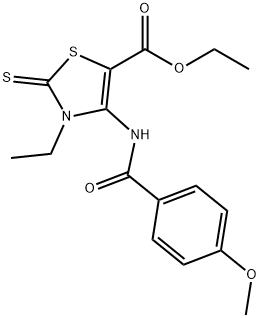 ethyl 3-ethyl-4-[(4-methoxybenzoyl)amino]-2-sulfanylidene-1,3-thiazole-5-carboxylate Structural