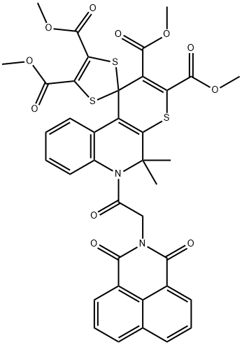 tetramethyl 6'-[2-(1,3-dioxobenzo[de]isoquinolin-2-yl)acetyl]-5',5'-dimethylspiro[1,3-dithiole-2,1'-thiopyrano[2,3-c]quinoline]-2',3',4,5-tetracarboxylate Structural