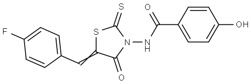 N-[(5Z)-5-[(4-fluorophenyl)methylidene]-4-oxo-2-sulfanylidene-1,3-thiazolidin-3-yl]-4-hydroxybenzamide Structural