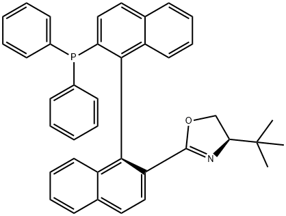Oxazole, 4-(1,1-dimethylethyl)-2-[(1S)-2'-(diphenylphosphino)[1,1'-binaphthalen]-2-yl]-4,5-dihydro-, (4R)- (9CI) Structural