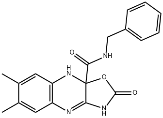 Oxazolo[4,5-b]quinoxaline-9a(2H)-carboxamide, 3,9-dihydro-6,7-dimethyl-2-oxo-N-(phenylmethyl)- Structural