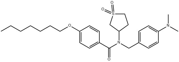 N-[[4-(dimethylamino)phenyl]methyl]-N-(1,1-dioxothiolan-3-yl)-4-heptoxybenzamide Structural