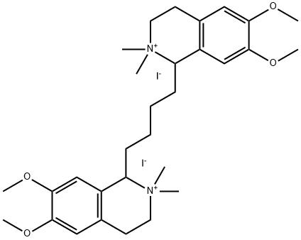 Isoquinolinium, 1,1'-(1,4-butanediyl)bis[1,2,3,4-tetrahydro-6,7-dimethoxy-2,2-dimethyl-, diiodide (9CI) Structural