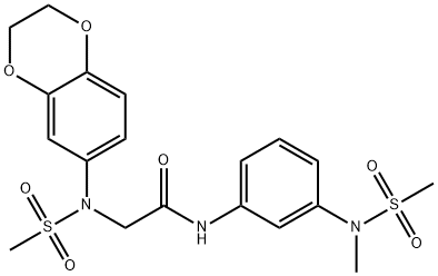 N~2~-(2,3-dihydro-1,4-benzodioxin-6-yl)-N-{3-[methyl(methylsulfonyl)amino]phenyl}-N~2~-(methylsulfonyl)glycinamide Structural