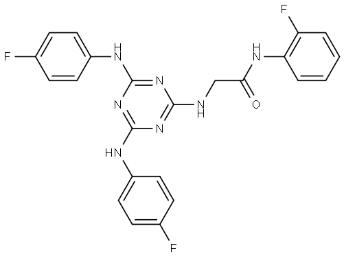 N~2~-{4,6-bis[(4-fluorophenyl)amino]-1,3,5-triazin-2-yl}-N-(2-fluorophenyl)glycinamide Structural