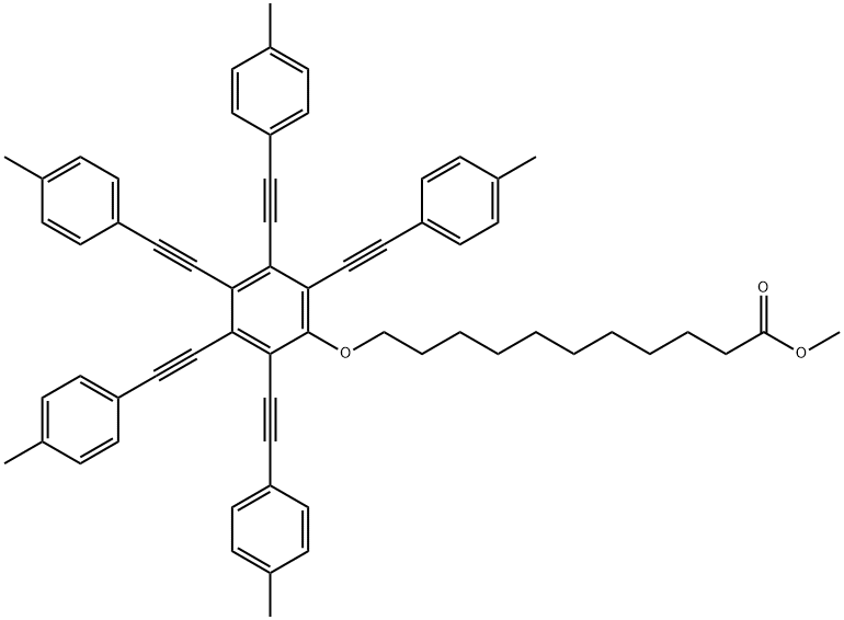 Undecanoic acid, 11-[2,3,4,5,6-pentakis[2-(4-methylphenyl)ethynyl]phenoxy]-, methyl ester Structural