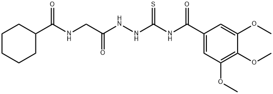 N-[(2-{[(cyclohexylcarbonyl)amino]acetyl}hydrazino)carbonothioyl]-3,4,5-trimethoxybenzamide (non-preferred name) Structural