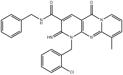 N-benzyl-1-[(2-chlorophenyl)methyl]-2-imino-10-methyl-5-oxodipyrido[3,4-c:1',2'-f]pyrimidine-3-carboxamide Structural