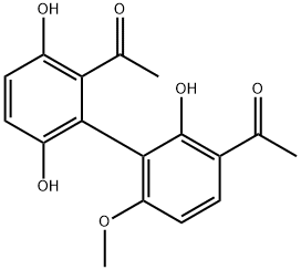Ethanone, 1-(2'-acetyl-2,3',6'-trihydroxy-6-methoxy[1,1'-biphenyl]-3-yl)- Structural
