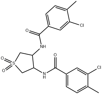 N,N'-(1,1-dioxidotetrahydrothiene-3,4-diyl)bis(3-chloro-4-methylbenzamide) Structural