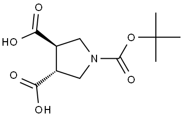 rac trans-N-Boc-pyrrolidine-3,4-dicarboxylic acid Structural